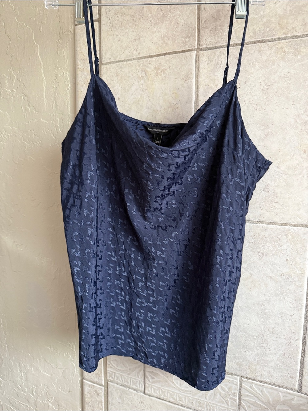 Banana Republic Dark Navy Jacquard Cowl Neck Camisole